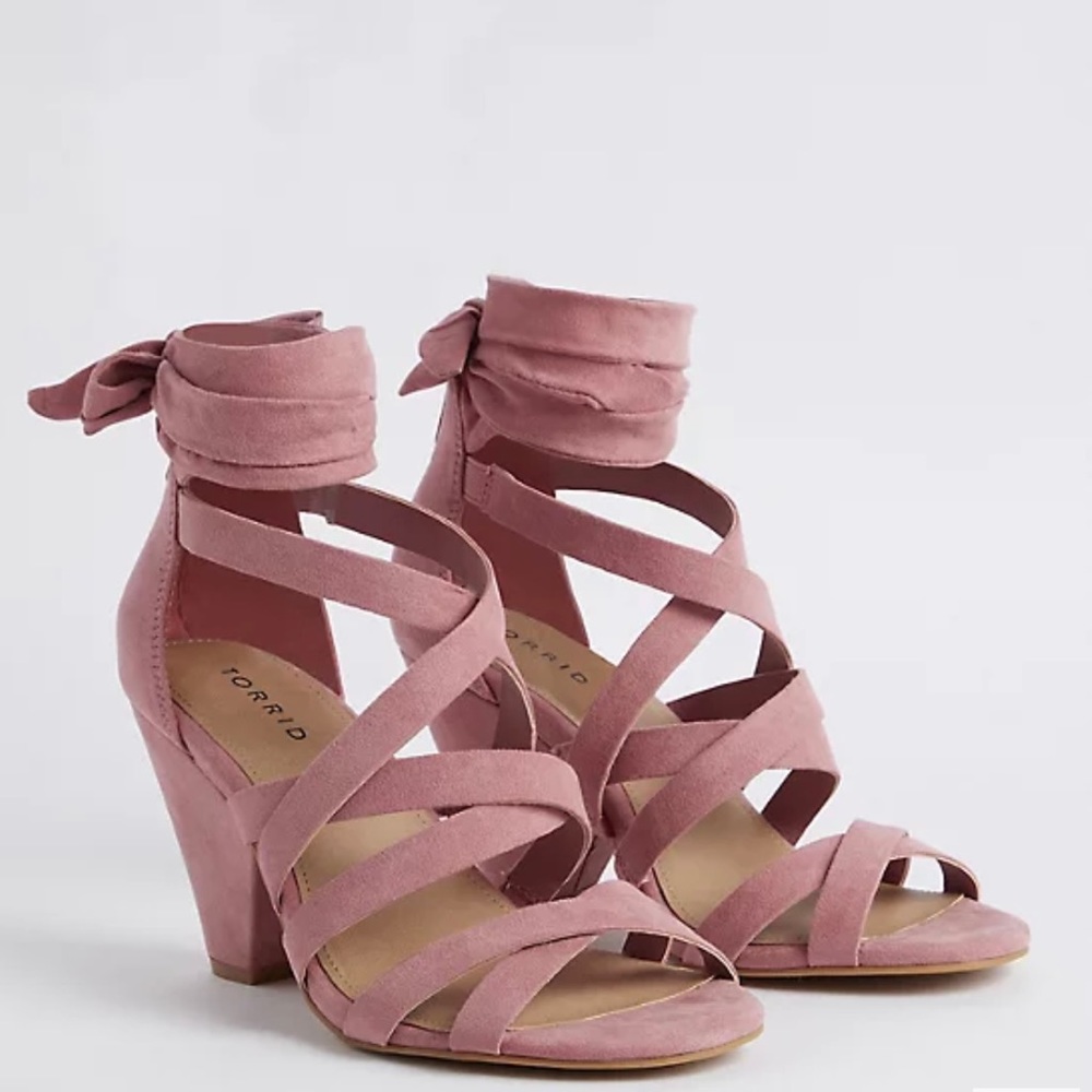 New Torrid Strappy Cone Heels in Rose Size 8WW